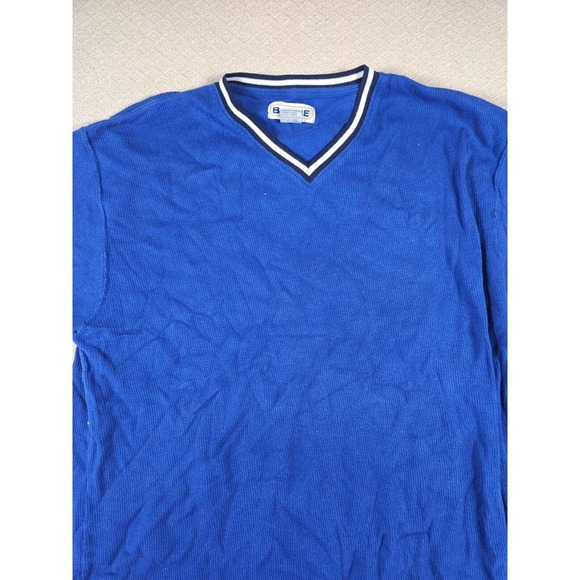 Badge Shirt Mens Medium M Stretch Blue Regular Short Sleeve V Neck Y2K NWT A3 - Picture 2 of 12